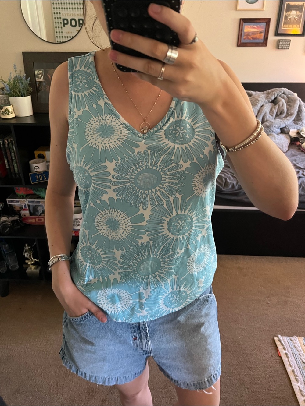 Blue pattern tank top
